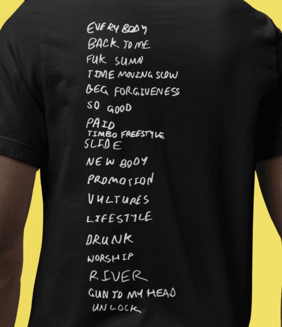 Vultures Kanye West Hand Writing Track List T-Shirt - ZeitgeistZest