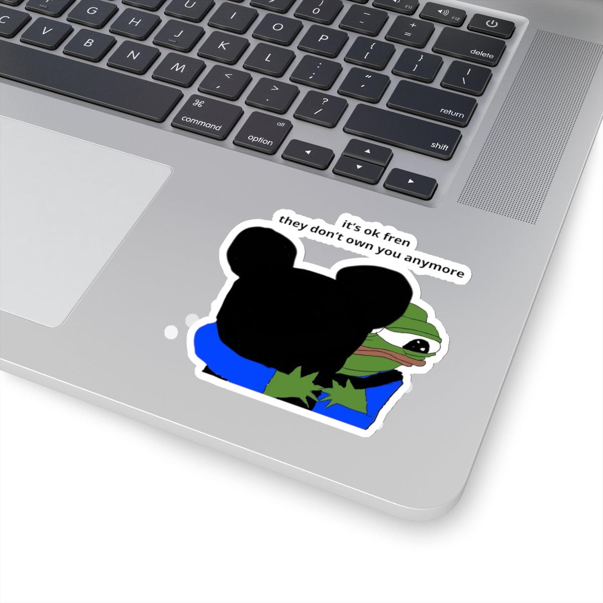 Willy Mickey Hugging Apu Sticker - ZeitgeistZest